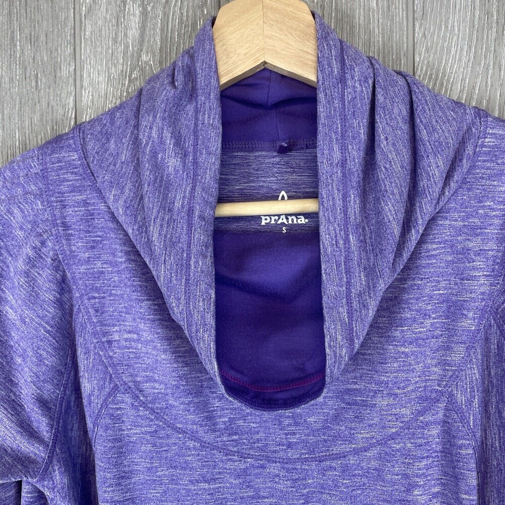 Prana‎ Women Small Jacket Sweatshirt Heather Purple Cowl Neck Active Travel Soft - Picture 2 of 7